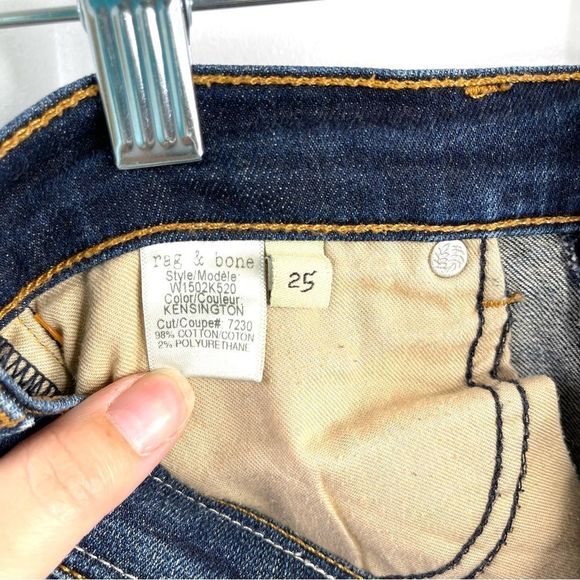 Rag & bone Dark Blue Frayed Bottom Dark Wash Skinny Jeans Size 25 - Picture 4 of 10